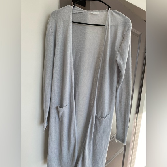 Abound light Gray Knit Open Front Cardigan Duster Sweater Long Sleeve Cotton XS - Picture 2 of 9